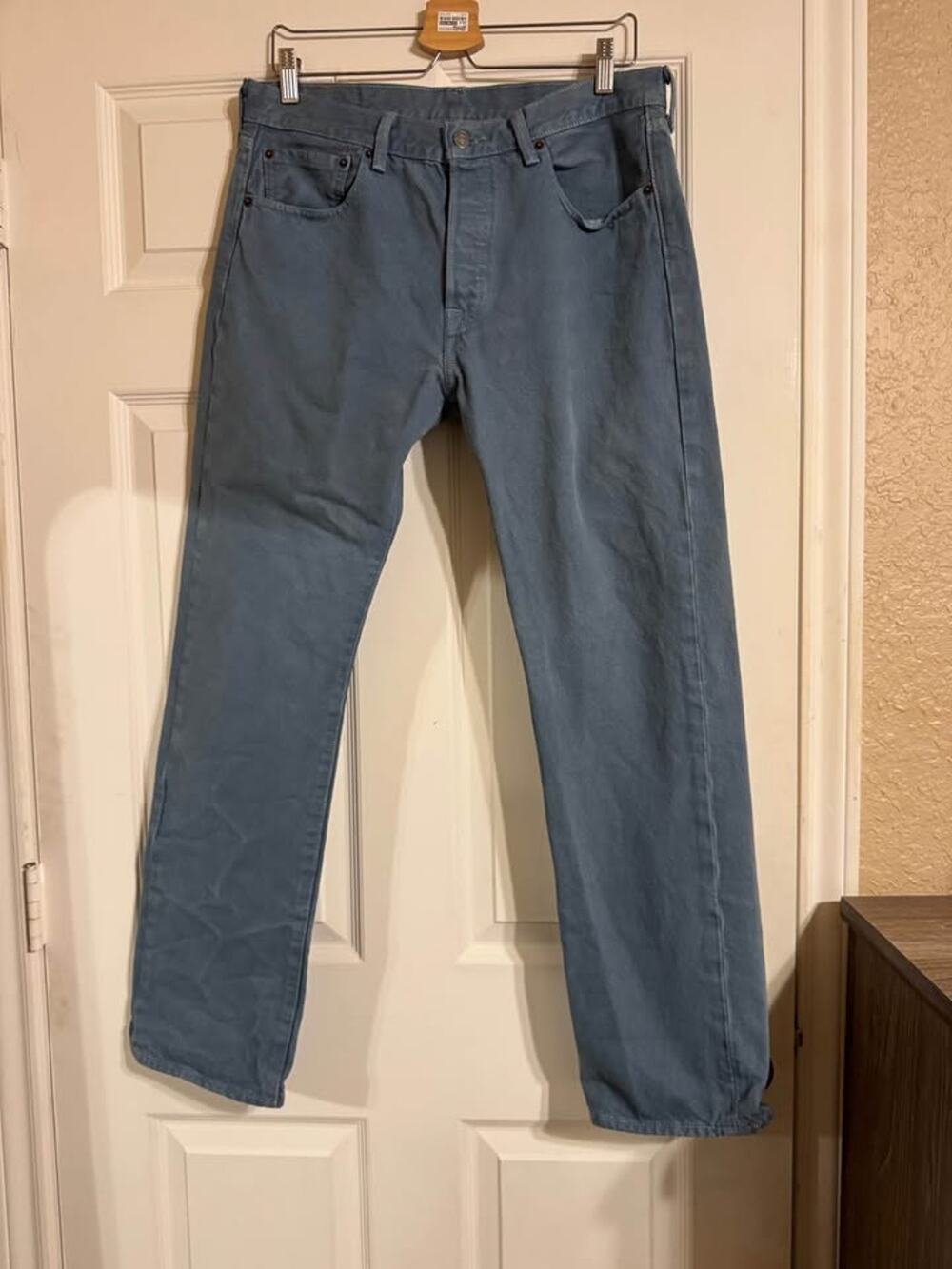 Levi's 501 Original Fit Jeans 32x30 Beyond The Sky Blue Grey Rigid Cotton
